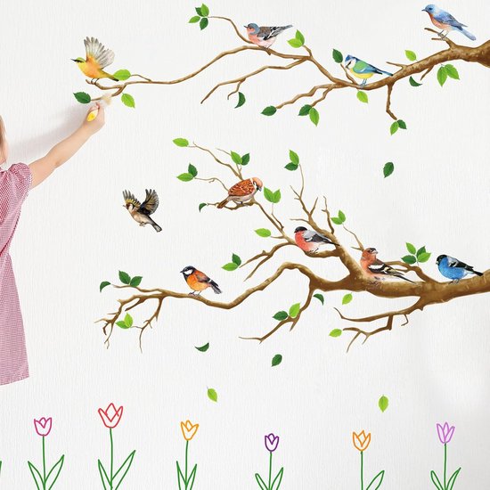 Vlinder op bloemen muurstickers raamstickers