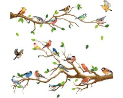 Muurstickers - muurstickers kinderkamer- muurstickers babykamer- muurstickers slaapkamer- muurstickers woonkamer- muurstickers bloemen- muursticker kinderkamer- Raamsticker Vogels en boomtak - Diverse vogels en boomtakken - Unieke Muurdecoratie