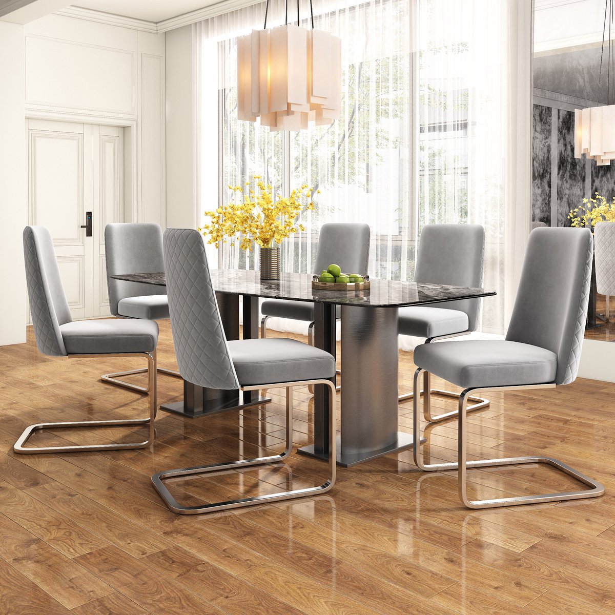 Fluwelen eetkamerstoelen - set van 6 - woonkamer - slaapkamer - loungestoel - diamond back