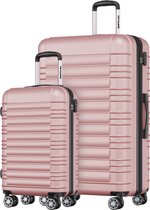 Bol.com TRVLMORE Kofferset - 2 Delig - 38L Handbagage + 110L Ruimbagage - Lichtgewicht - Trolley - Reiskoffer Set - Roségoud aanbieding