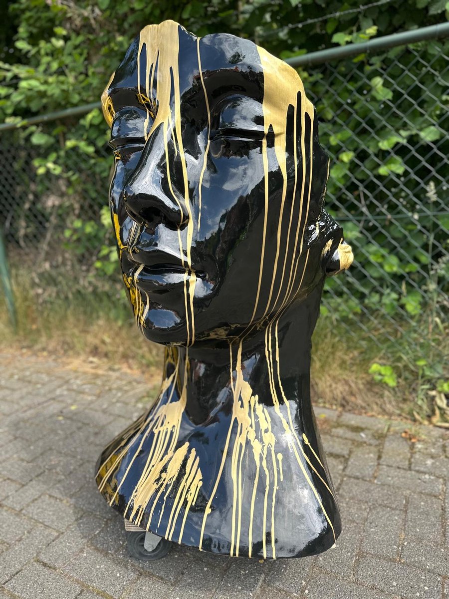 Goodyz - Abstract Gezicht-The Face- Gezicht - 120 cm hoog - Zwart/Goud