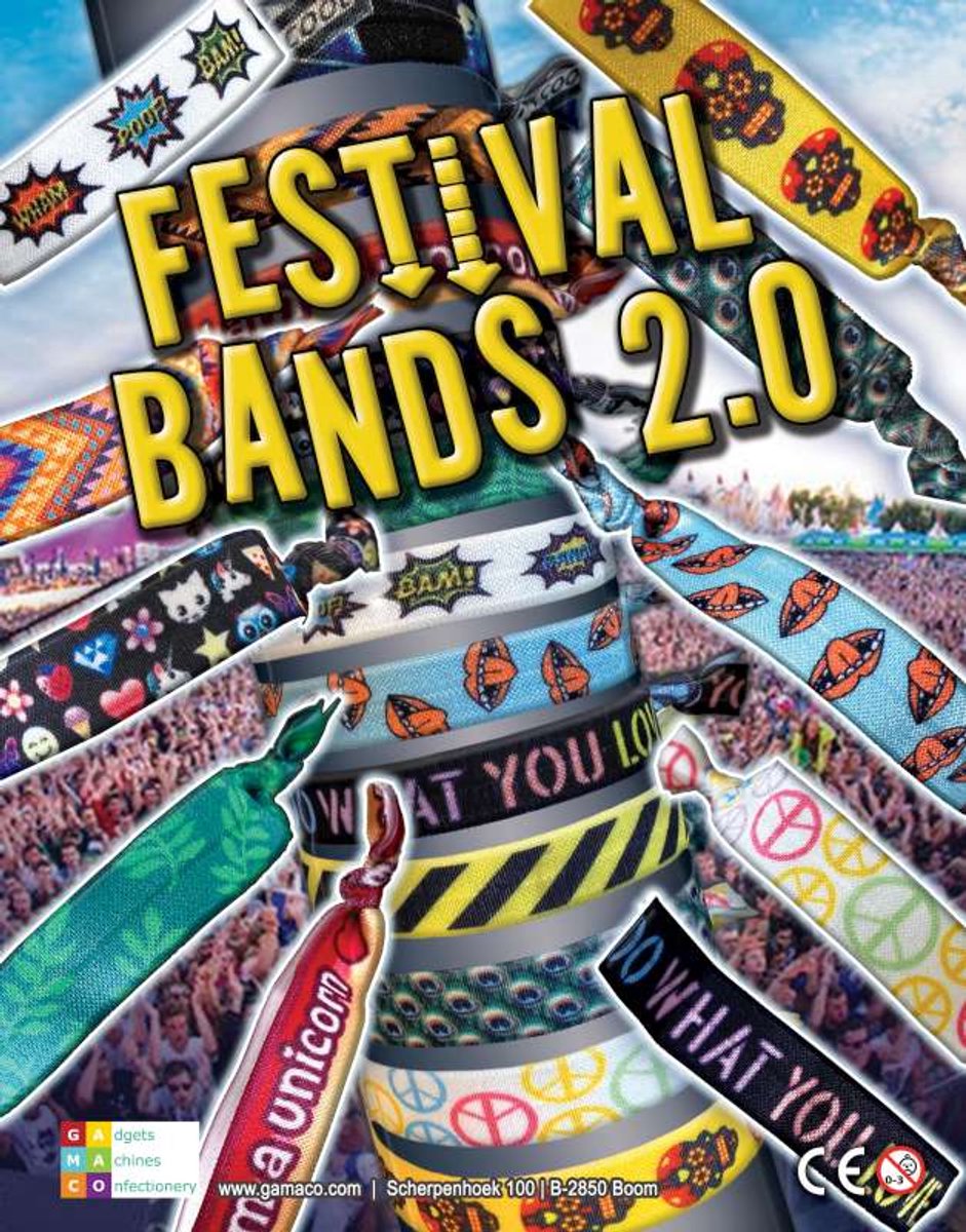 50 stuks - festival bands - bandjes - in een 35 mm speelgoed capsule verpakt uitdeelcadeautjes - uitdeel cadeautje - traktatie - speelgoed kinderen