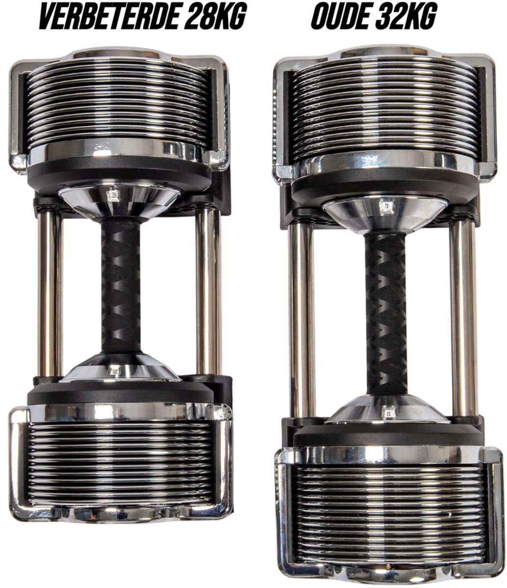 Verstelbare dumbbell - Verstelbare dumbells - 3kg t/m 28kg - 26 DUMBBELLS IN ÉÉN! - Gewichten - Halters - 1 Stuk - Met compacter handvat PUMPBELLS.com – foto 2