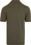 Legergroen gebreid poloshirt voor heren, korte mouwen, van achteren.