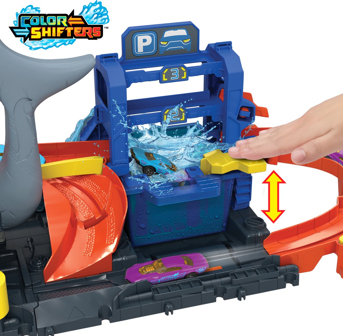 Hot Wheels City Haaienaanval in de autowasserette - Met speelgoedauto met kleurverrassing — afbeelding 8