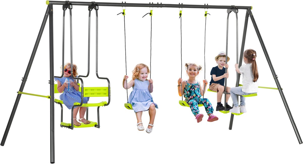 Outsunny-Kinderschommel-Staal-355x184x186cm-Groente