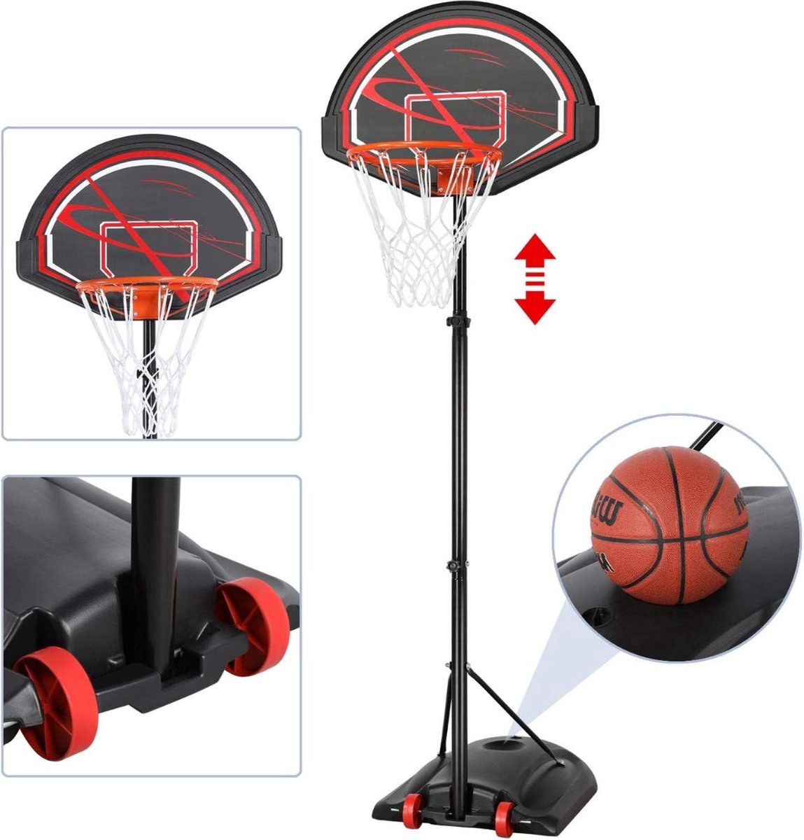Thuys – Basketbalpaal – Basketbalring Verstelbaar in Hoogte – Voor Buiten – 217cm tot 277cm