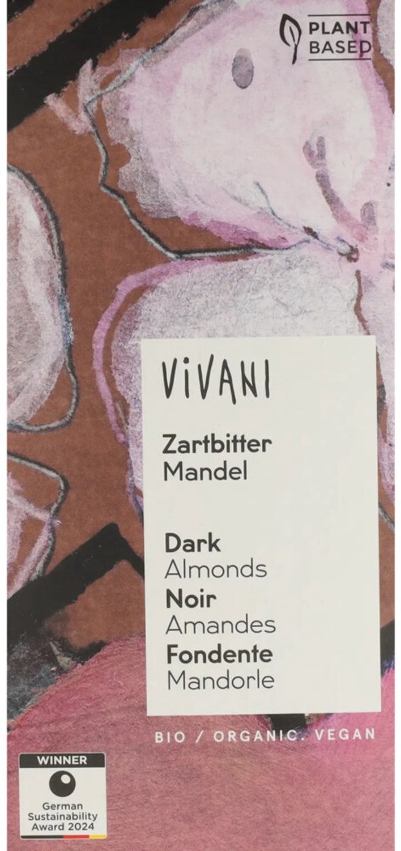 Vivani Chocoladereep Puur Amandelen - 10 x 100 gr - Voordeelverpakking