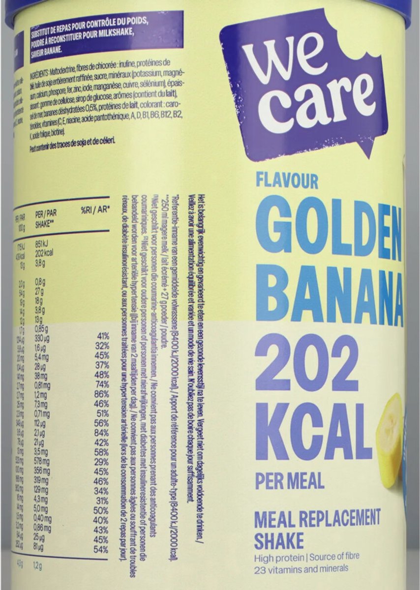 WeCare Meal Replacement Shake Golden Banana - 6 x 436 gr - Voordeelverpakking