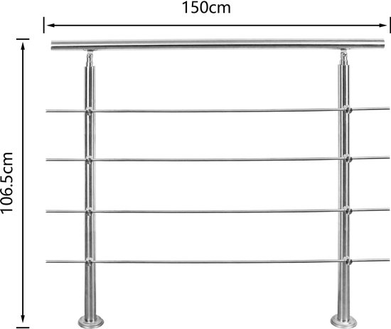 U-vorm Zijdelingse montage Leuning 110cm Ijzer Leuning Buiten & Binnen Trap Leuning