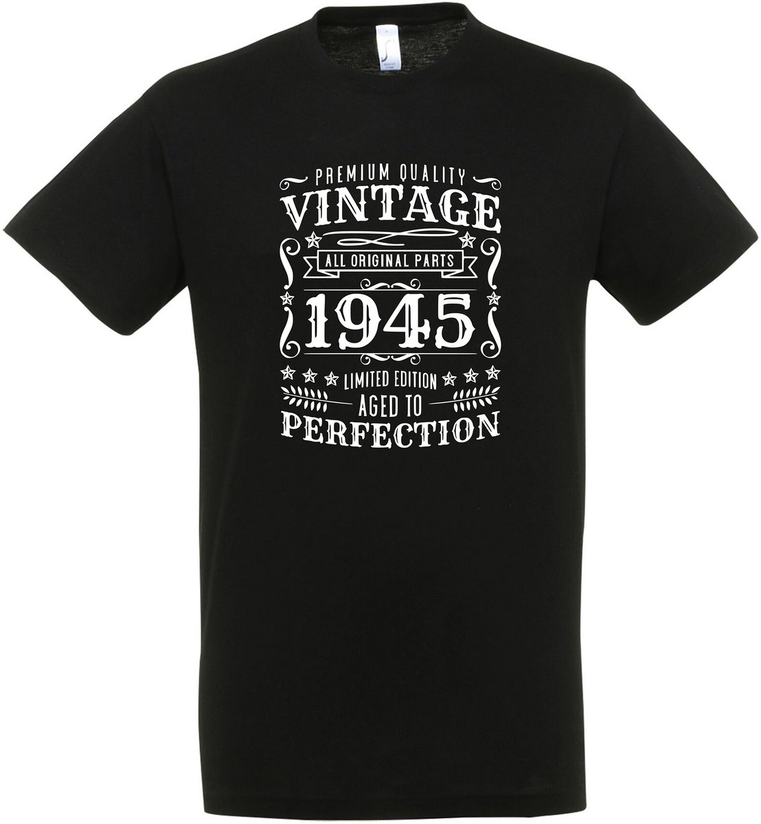 Vintage 1945 T-shirt - Verjaardag en feest cadeau - Cadeau tip - Aged To Perfection - 80 jaar cadeau - 80 jaar - T-shirt - 1945 - Heren - Vader Cadeau - Maat XL