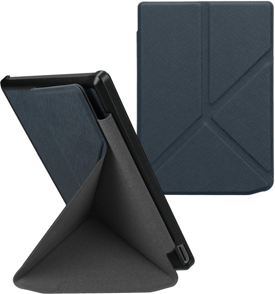 kwmobile e-reader hoesje geschikt voor Pocketbook Verse / Verse Lite / Verse Pro / Color / Vivlio Light/Light HD hoes - Ereader flip case met standaard - E reader cover van kunstleer - In donkerblauw — afbeelding 3