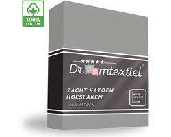 Droomtextiel Hoeslaken Grijs - 160x200 cm - 100% Katoen - Perfecte Pasvorm - Heerlijk Zacht