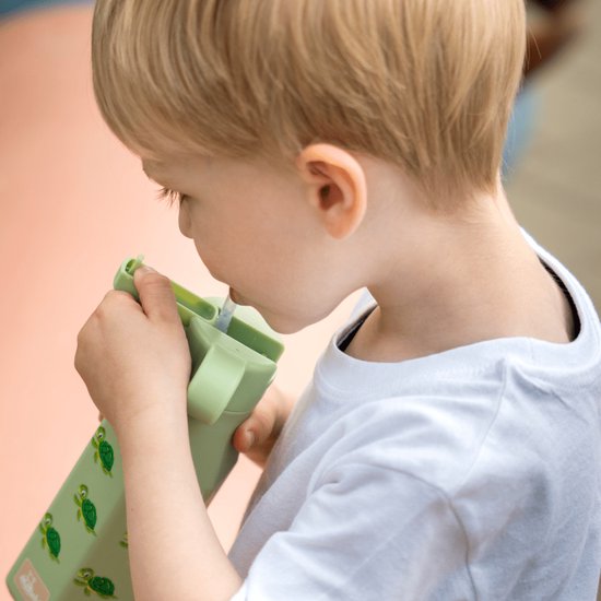Mabebi - Drinkfles met kliksysteem 350 ml - Lekvrije drinkfles voor kinderen - Waterfles voor onderweg - Siliconen drinkfles met rietje - Schoolbeker - Schildpad Groen van Mabebi — afbeelding 5