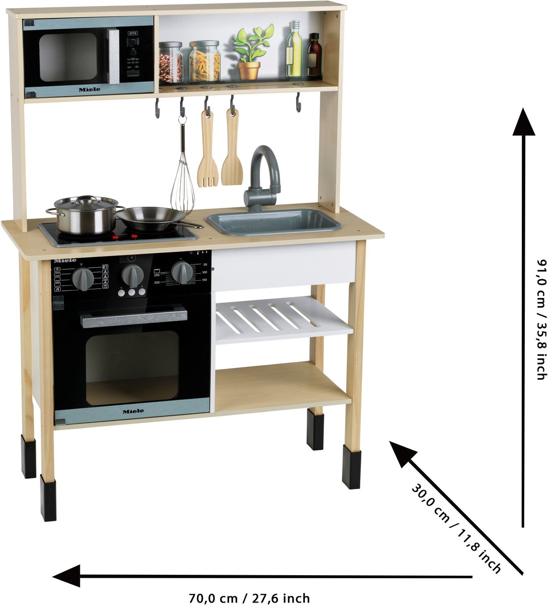 Klein Toys - Miele Houten speelgoedkeuken - 70x30x91 cm - incl. licht en geluidseffecten - hout — afbeelding 2