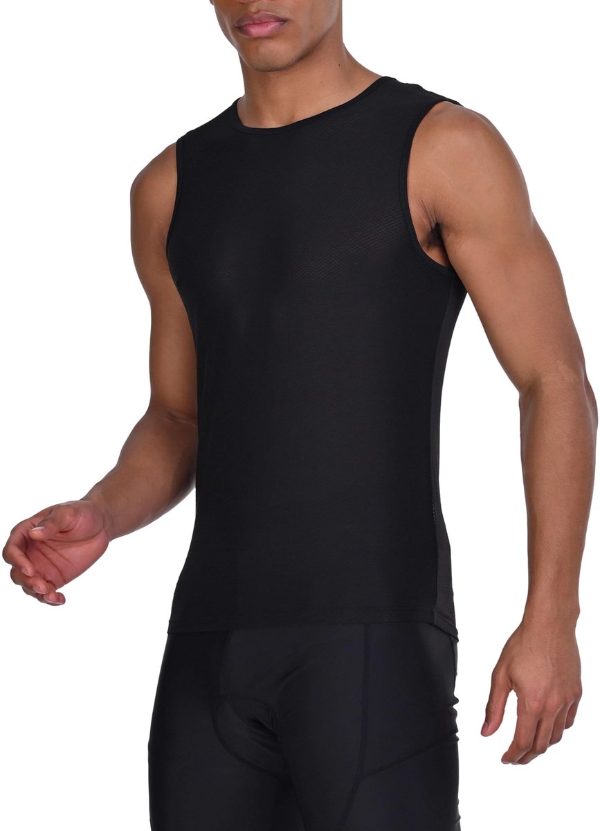 TCA Fietsvest voor heren, lichtgewicht, ademend, zonder mouwen, fietsvest, winddicht, sneldrogend, atletische pasvorm, Zwart Stealth, L