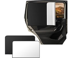 2 stuks Zonnescherm auto baby - Auto zijruit zonnescherm - 80x50cm magnetisch achterruit zonnescherm - 10 magneten - auto zonnescherm - privacy schaduw - titanium zilver - UV bescherming - zomer raamisolatie - zwart