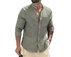 Heren blouse katoen - Zomer - Mode- Shirt - Lange mouwen - Stijlvol - Overhemd