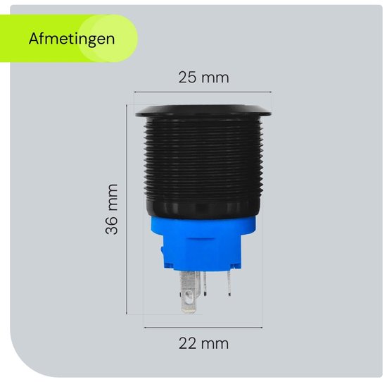 Pressostat métallique ProRide 220V ON-OFF - 22mm - Interrupteur marche/arrêt avec câble de connexion - Anti-éclaboussures - Indication LED Jaune