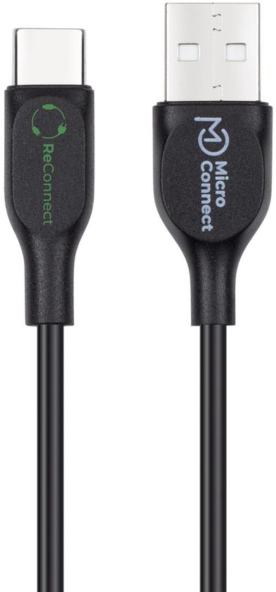 Câble USB Microconnect ECO-USB3.1CCHAR1B USB 2.0 1 m USB A USB C Zwart