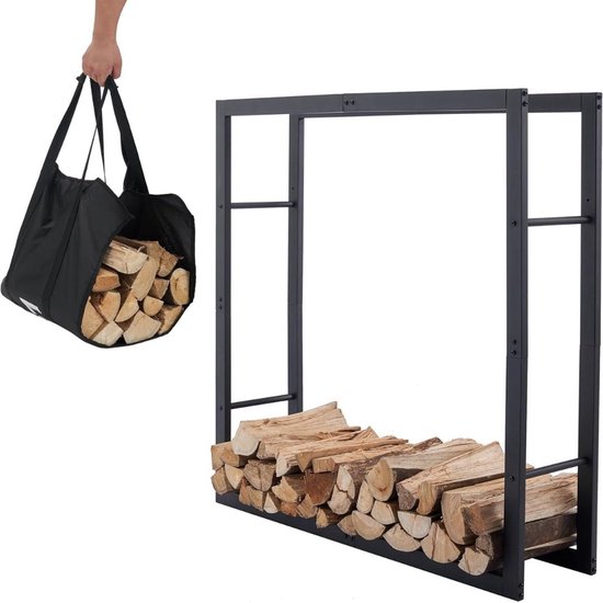 Outsunny Houtopslagrek Voor Brandhout - Zwart Staal 39 X 35 X 76 Cm Outsunny Houtopslagrek Voor Brandhout - Zwart Staal 39 X 35 X 76 Cm