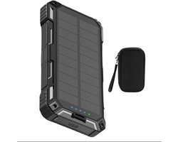 Isollis® - Powerbank - Powerbank Zonneenergie 20000 mAh - Solar powerbank - Noodpakket - Draadloze Powerbank 15W - 22.5W Snellader - Zaklamp - USB, USB-C & Micro USB - 6X ingebouwde kabels - Meerdere apparaten