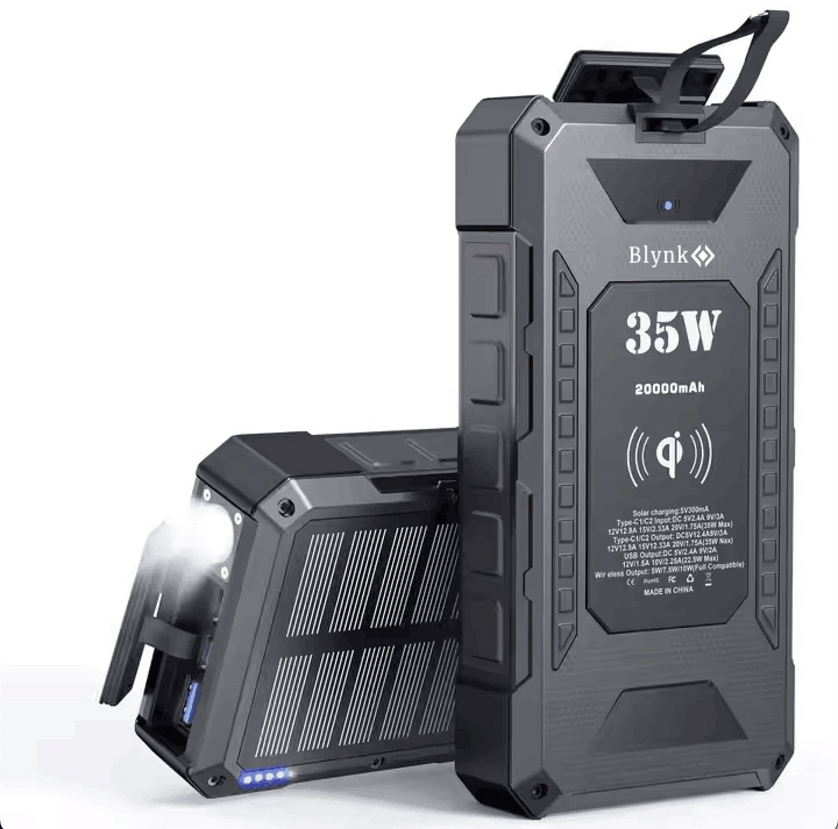 Blynk Solar Powerbank 20.000 mAh 35W Zwart