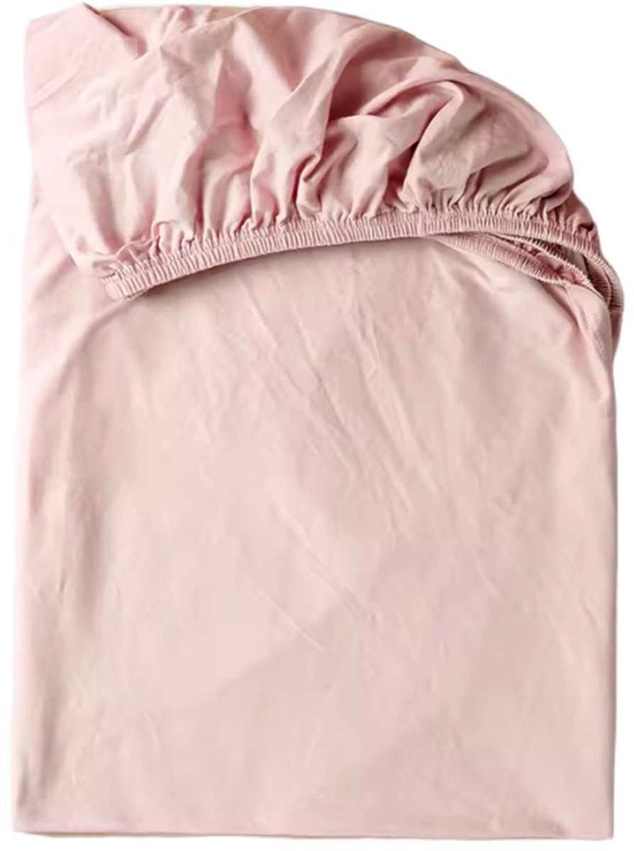 2 Stuks Baby Hoeslaken + Matrasbeschermer 130x70 cm – Waterdicht & Ademend – Zacht Katoen – Voor Wieg / Kinderbed – Roze en Wit – foto 2