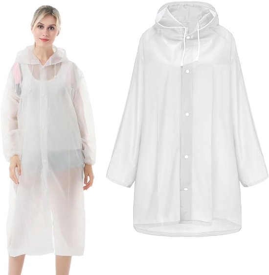 ClcIosis 3 Stück Regenponcho Kinder, Regencape Kinder Regenjacken Regencape Wasserdicht Durchsichtiger Regenponcho, für Outdoor Aktivitäten Weiß
