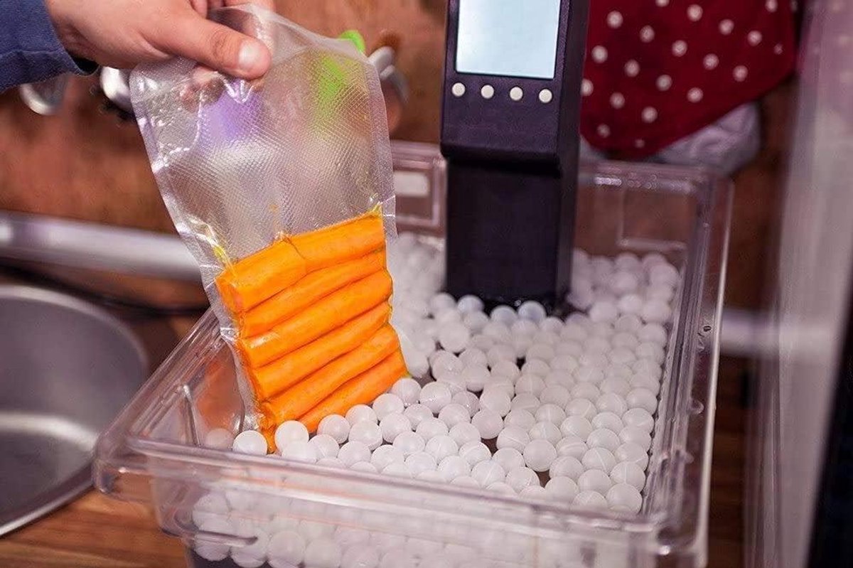 BPA-vrije Sous Vide Kokballen - 20 mm - 250 ballen - met mesh droogzak voor Anova Joule - sous-vide container - waterbad koken. .