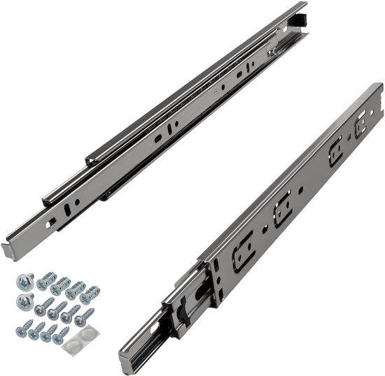 SOTECH 2 paires de glissières de tiroir à extension complète KV-25-H35-L500- NF- MS 500 mm version standard, charge max. 25 kg, chariot coulissant télescopique avec jeu de vis