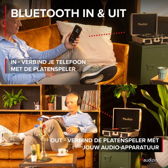 Retro platenspeler met platenkoffer - Audizio RP116LW - Platenspeler Bluetooth - Met speakers - Houtlook — afbeelding 2