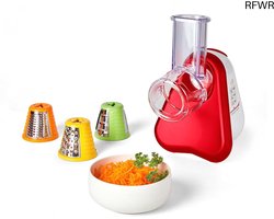 RFWR® Zerkleinerer 3-in-1 met 200W motor - Rood/Zwart - Voor eenvoudig snijden en raspen