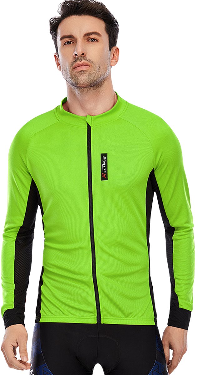 MEETEU Cycling Fietsshirt Heren - Lange Mouw - Wielershirt-Groen-XL