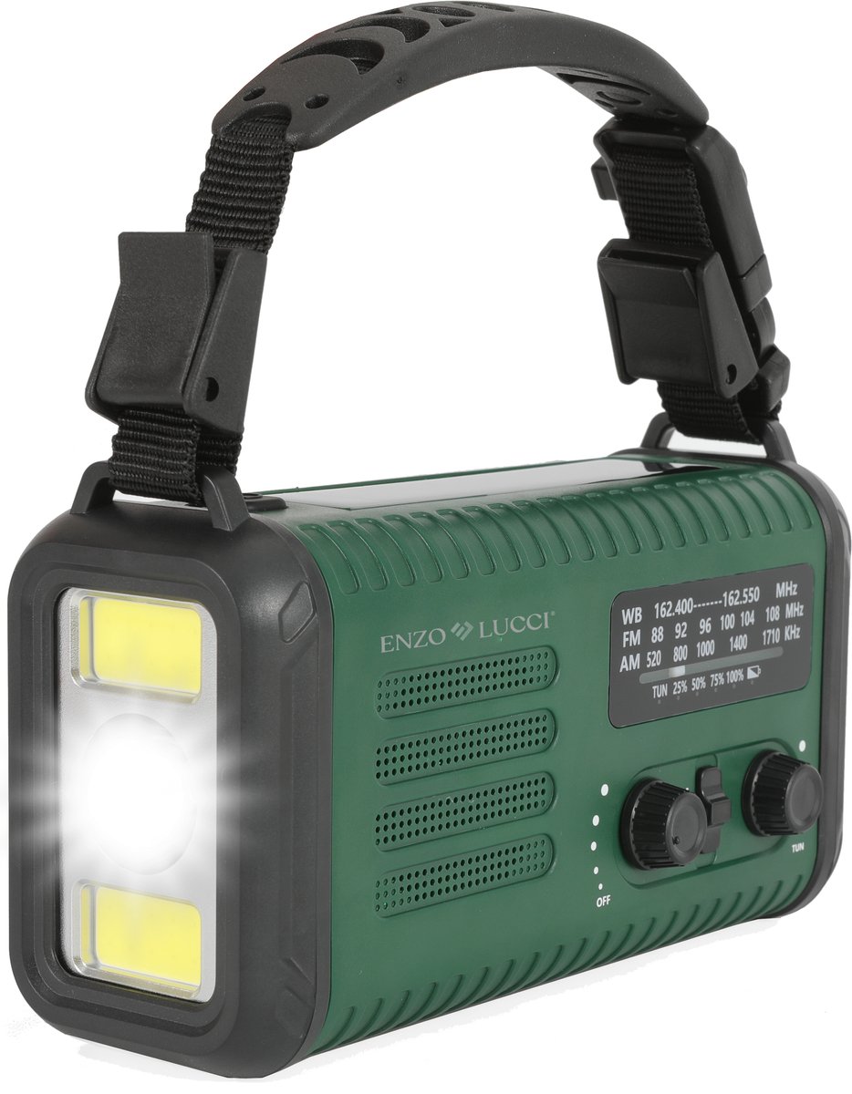 Draagbare Noodradio Solar Opwindbaar en Batterij - Survival Radio - 20000 mAh - Powerbank Zonneenergie - Zaklamp - Noodpakket voor thuis – radio op batterijen voor rampen - Noodrantsoen