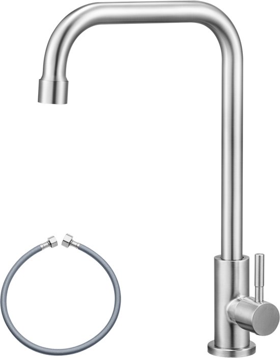 Auralum max Robinet eau froide - Mitigeur de cuisine en acier inoxydable - Robinet d'évier orientable à 360° pour petites cuisines