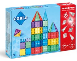 Promopack: Coblo Classic met GRATIS 10 zilveren stenen - Magnetisch speelgoed - Magnetic tiles - Magnetische bouwstenen - Cadeau kind - Speelgoed 3 jaar t/m 12 jaar