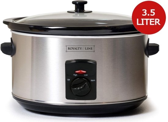Royalty Slow Cooker Ø 24,5cm 3,5L RVS 240W Warmhoudfunctie