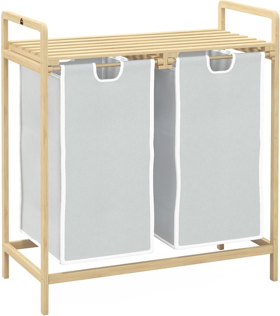Wasmand - met deksel - 90 L - Wit - Worldly Home