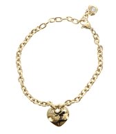 Bracelet GUESS In My Heart Snake Chain – Chaîne Serpent Dorée Avec Pendentif Cœur, Or Jaune