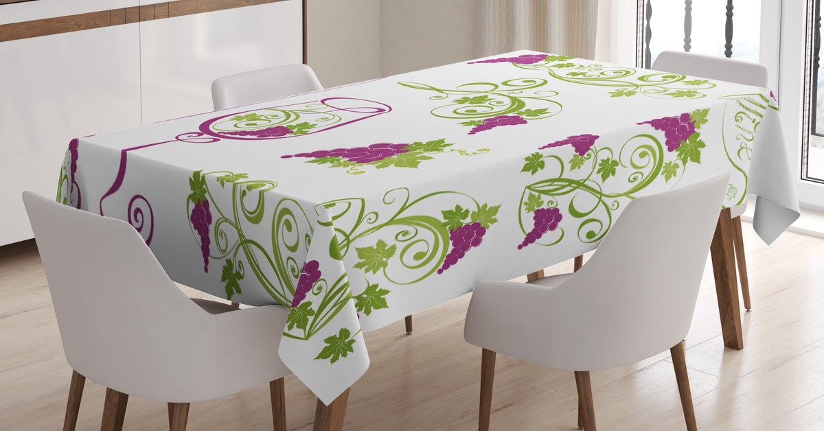 New Bed Wijn Glazen fles, druivenranken Rechthoekig tafelkleed voor eetkamer en keuken, zeer duurzaam 140 cm B x 240 cm L