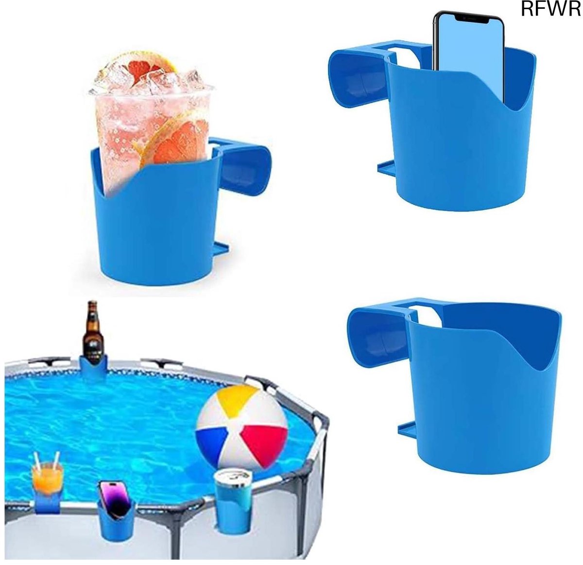RFWR® Multifunctionele Bekerhouders voor Zwembad - Set van 3 Blauwe Kunststof Drinkhouders