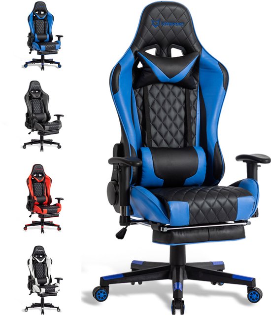 OFMOTRA Gaming Stoel Ergonomisch Blauw met Voetsteun - OFMOTRA - €119,99