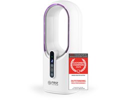 TZS First Austria Bladloze Ventilator – Draadloos & Oplaadbaar – 3 Snelheden – Timerfunctie 1-7u – LED Nachtlampje – Stil & Compact – USB-C Tafelventilator