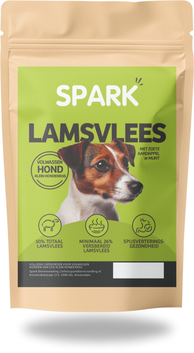 Spark - Volwassen Hondenbrokken - Klein Hondenras - Lamsvlees met Zoete Aardappel & Munt - Hypoallergeen - Graanvrij - 6KG
