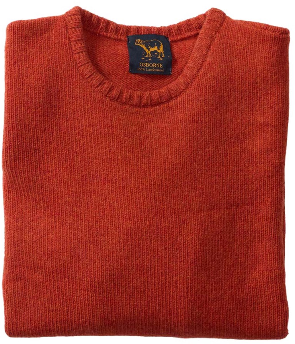 Osborne Knitwear Trui met vervilte ronde hals - Lamswol - Ember - M