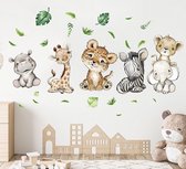 Muursticker - Animaux - Jungle - Chambre enfant - Chambre de bébé - Amovible - Décoration murale - 90*30 cm