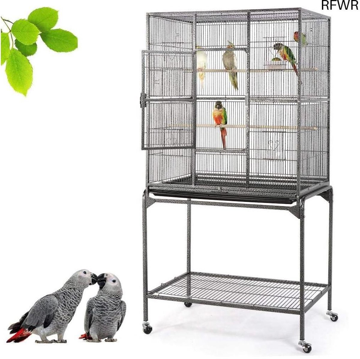 RFWR® Vogelvolière met Wielen - Ruime Vogelkooi voor Middelgrote en Grote Vogels - 47 x 81 x 160 cm