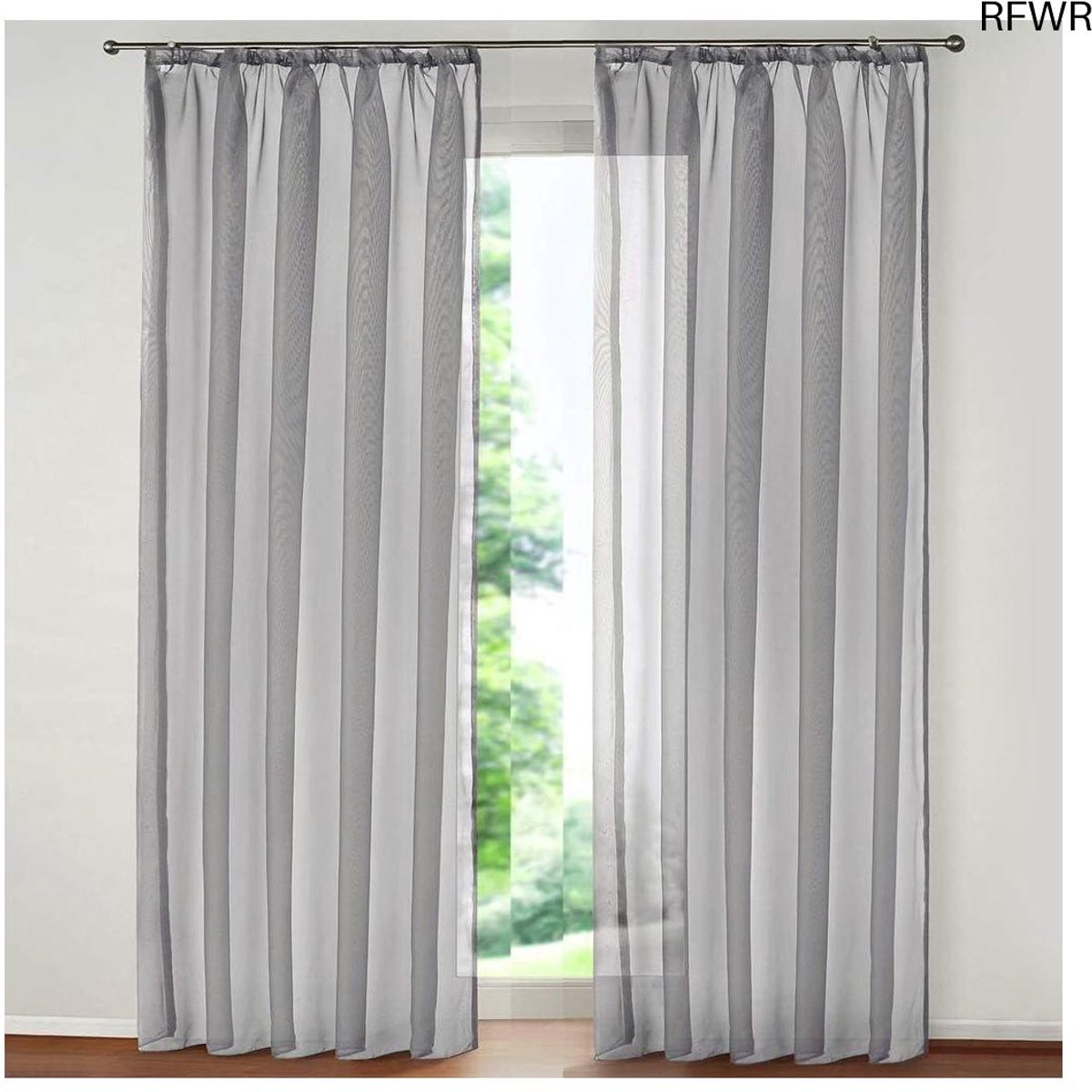RFWR Doorshijnende gordijnen 2 panelen in grijs, 140x260 cm voor slaapkamer en woonkamer