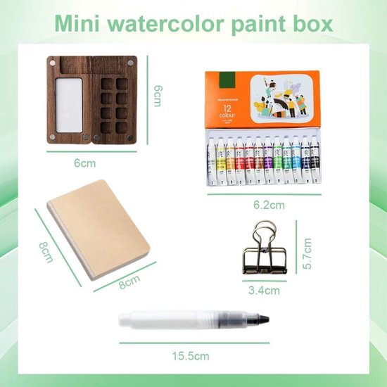 Set d'aquarelle de Poche pour Artiste, Palette de Peinture de Voyage, Mini- Palette d'aquarelle, Mini-Palette d'aquarelle Portable avec Clip, Set d'aquarelle pour Artistes, Peintres et étudiants (E